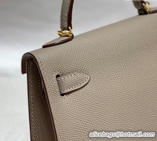 Low Cost Hermes Mini Kelly II Bag 19cm in Epsom Leather 0118 Pitch Grey 2025