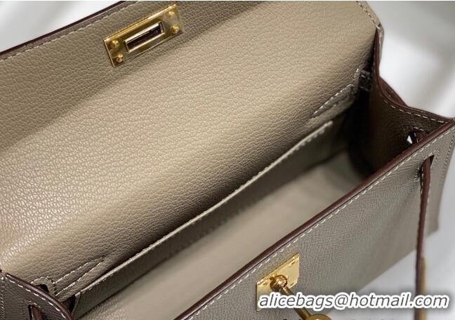 Low Cost Hermes Mini Kelly II Bag 19cm in Epsom Leather 0118 Pitch Grey 2025