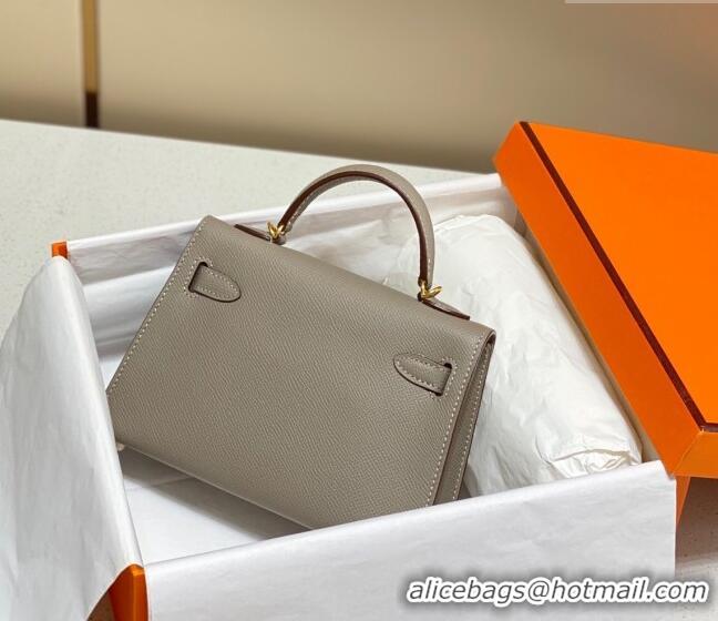 Low Cost Hermes Mini Kelly II Bag 19cm in Epsom Leather 0118 Pitch Grey 2025