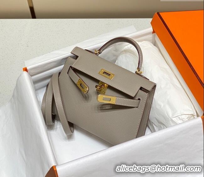 Low Cost Hermes Mini Kelly II Bag 19cm in Epsom Leather 0118 Pitch Grey 2025