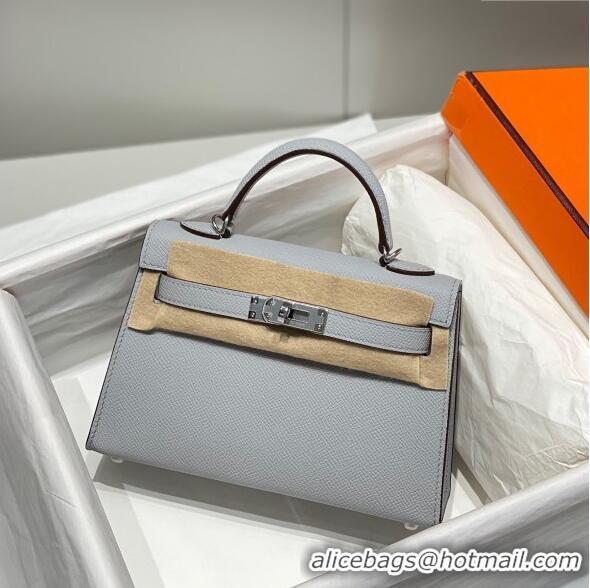 Modern Classic Hermes Mini Kelly II Bag 19cm in Epsom Leather 0118 Sea Gull Grey 2025