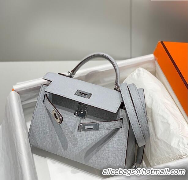 Modern Classic Hermes Mini Kelly II Bag 19cm in Epsom Leather 0118 Sea Gull Grey 2025