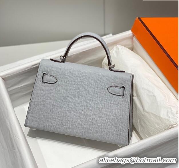 Modern Classic Hermes Mini Kelly II Bag 19cm in Epsom Leather 0118 Sea Gull Grey 2025