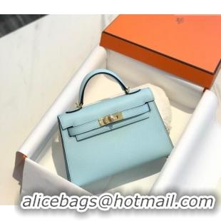 Famous Brand Hermes Mini Kelly II Bag 19cm in Epsom Leather 0118 Breeze Blue 2025