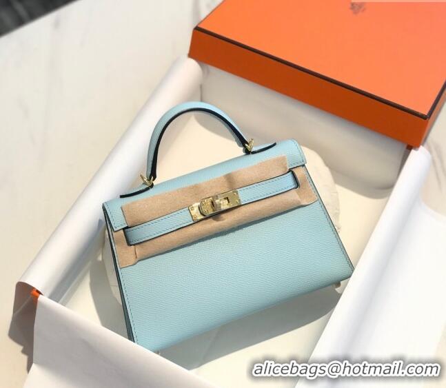 Famous Brand Hermes Mini Kelly II Bag 19cm in Epsom Leather 0118 Breeze Blue 2025