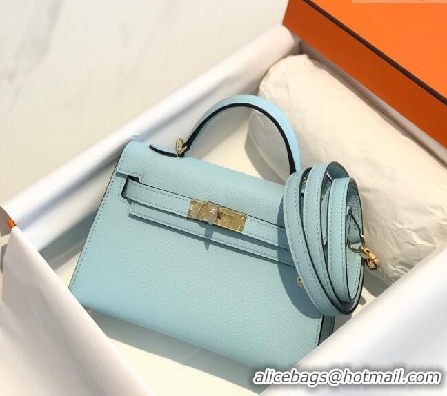 Famous Brand Hermes Mini Kelly II Bag 19cm in Epsom Leather 0118 Breeze Blue 2025