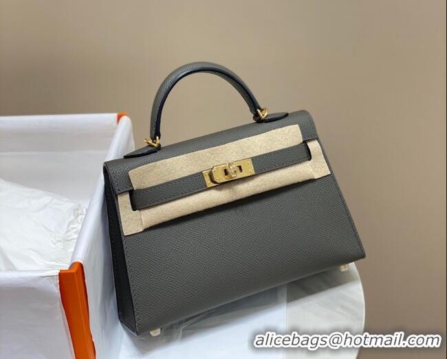 Best Price Hermes Mini Kelly II Bag 19cm in Epsom Leather 0118 Tin Grey 2025