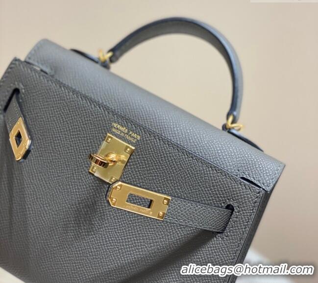 Best Price Hermes Mini Kelly II Bag 19cm in Epsom Leather 0118 Tin Grey 2025