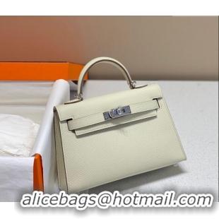 Best Design Hermes Mini Kelly II Bag 19cm in Epsom Leather 0118 Wool White/Silver 2025