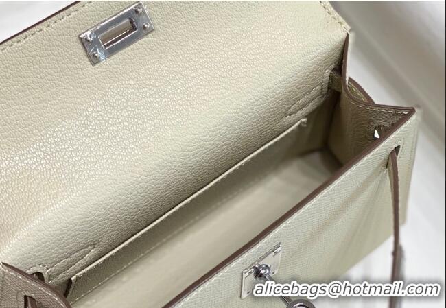 Best Design Hermes Mini Kelly II Bag 19cm in Epsom Leather 0118 Wool White/Silver 2025