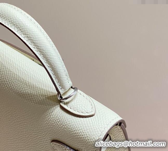 Best Design Hermes Mini Kelly II Bag 19cm in Epsom Leather 0118 Wool White/Silver 2025