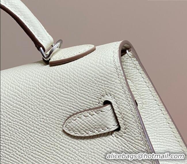 Best Design Hermes Mini Kelly II Bag 19cm in Epsom Leather 0118 Wool White/Silver 2025