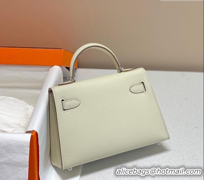 Best Design Hermes Mini Kelly II Bag 19cm in Epsom Leather 0118 Wool White/Silver 2025