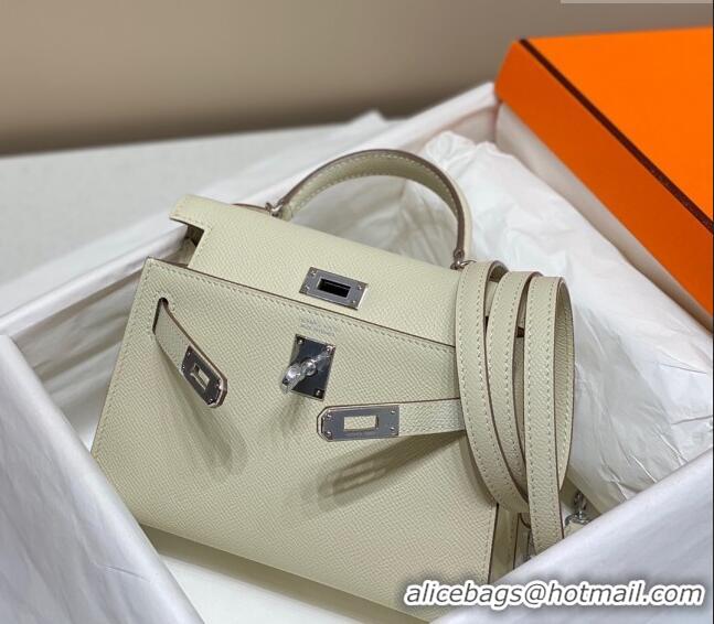 Best Design Hermes Mini Kelly II Bag 19cm in Epsom Leather 0118 Wool White/Silver 2025