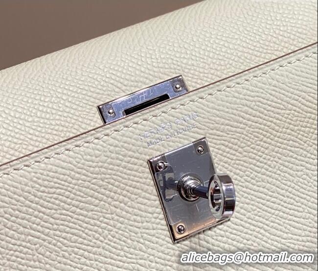 Best Design Hermes Mini Kelly II Bag 19cm in Epsom Leather 0118 Wool White/Silver 2025