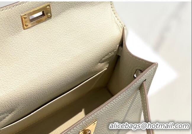 New Cheap Hermes Mini Kelly II Bag 19cm in Epsom Leather 0118 Wool White/Gold 2025