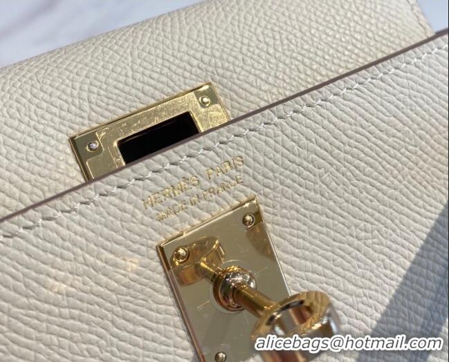 New Cheap Hermes Mini Kelly II Bag 19cm in Epsom Leather 0118 Wool White/Gold 2025