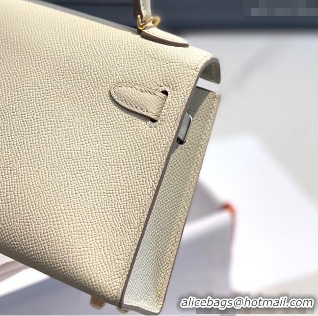 New Cheap Hermes Mini Kelly II Bag 19cm in Epsom Leather 0118 Wool White/Gold 2025