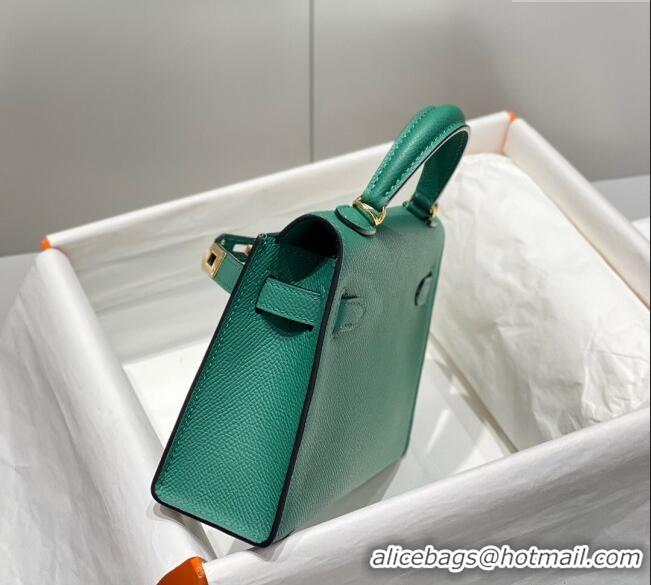 Low Price Hermes Mini Kelly II Bag 19cm in Epsom Leather 0118 Emerald Green 2025