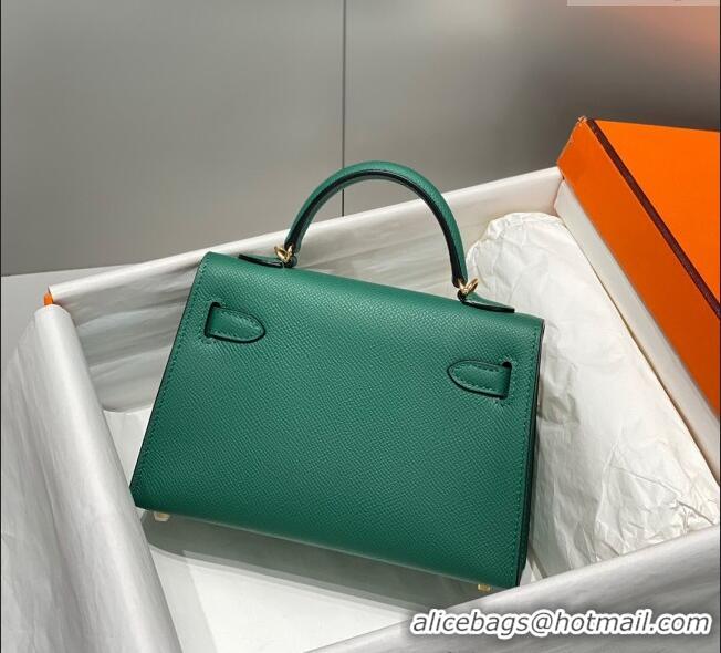 Low Price Hermes Mini Kelly II Bag 19cm in Epsom Leather 0118 Emerald Green 2025