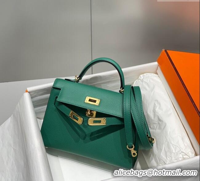 Low Price Hermes Mini Kelly II Bag 19cm in Epsom Leather 0118 Emerald Green 2025