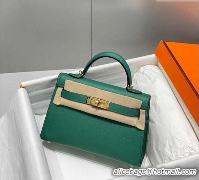 Low Price Hermes Mini Kelly II Bag 19cm in Epsom Leather 0118 Emerald Green 2025