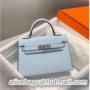 Sophisticated Hermes Mini Kelly II Bag 19cm in Epsom Leather 0118 Grail Blue 2025