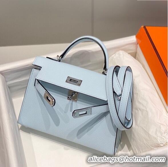 Sophisticated Hermes Mini Kelly II Bag 19cm in Epsom Leather 0118 Grail Blue 2025