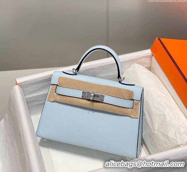 Sophisticated Hermes Mini Kelly II Bag 19cm in Epsom Leather 0118 Grail Blue 2025