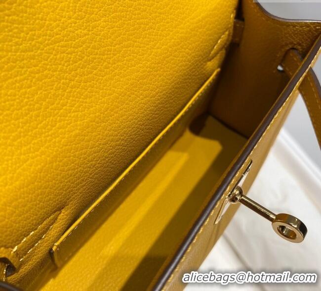 Luxury Discount Hermes Mini Kelly II Bag 19cm in Epsom Leather 0118 Amber Yellow 2025