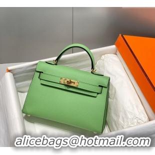 Best Grade Hermes Mini Kelly II Bag 19cm in Epsom Leather 0118 Avocado Green 2025