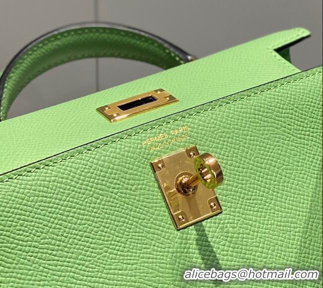 Best Grade Hermes Mini Kelly II Bag 19cm in Epsom Leather 0118 Avocado Green 2025