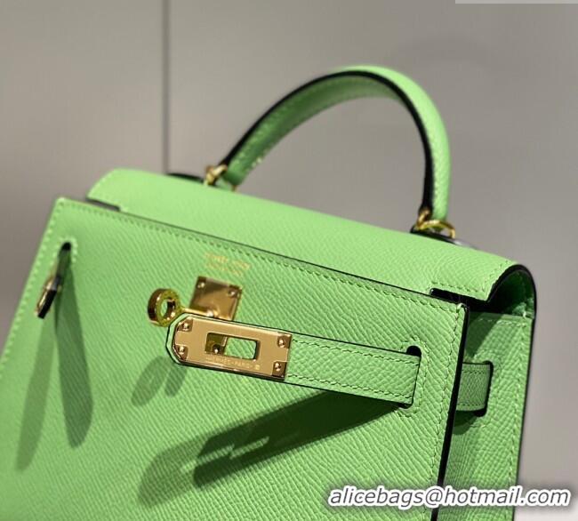 Best Grade Hermes Mini Kelly II Bag 19cm in Epsom Leather 0118 Avocado Green 2025