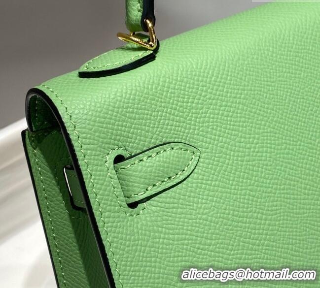 Best Grade Hermes Mini Kelly II Bag 19cm in Epsom Leather 0118 Avocado Green 2025