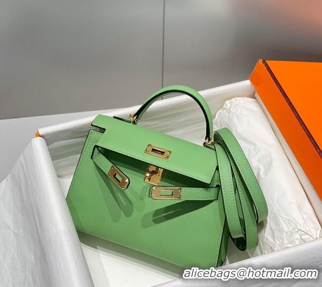 Best Grade Hermes Mini Kelly II Bag 19cm in Epsom Leather 0118 Avocado Green 2025