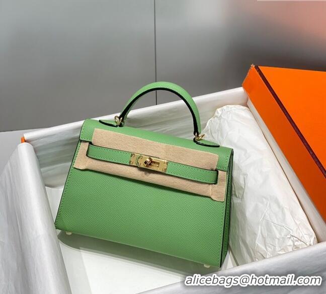 Best Grade Hermes Mini Kelly II Bag 19cm in Epsom Leather 0118 Avocado Green 2025