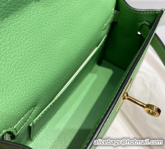 Best Grade Hermes Mini Kelly II Bag 19cm in Epsom Leather 0118 Avocado Green 2025