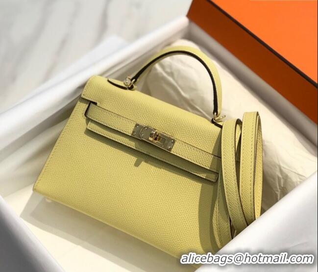 Traditional Discount Hermes Mini Kelly II Bag 19cm in Epsom Leather 0118 Chick Yellow 2025