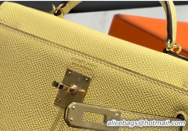 Traditional Discount Hermes Mini Kelly II Bag 19cm in Epsom Leather 0118 Chick Yellow 2025