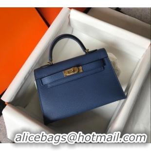 Buy Classic Hermes Mini Kelly II Bag 19cm in Epsom Leather 0118 Agate Blue 2025