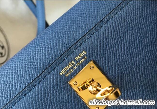 Buy Classic Hermes Mini Kelly II Bag 19cm in Epsom Leather 0118 Agate Blue 2025