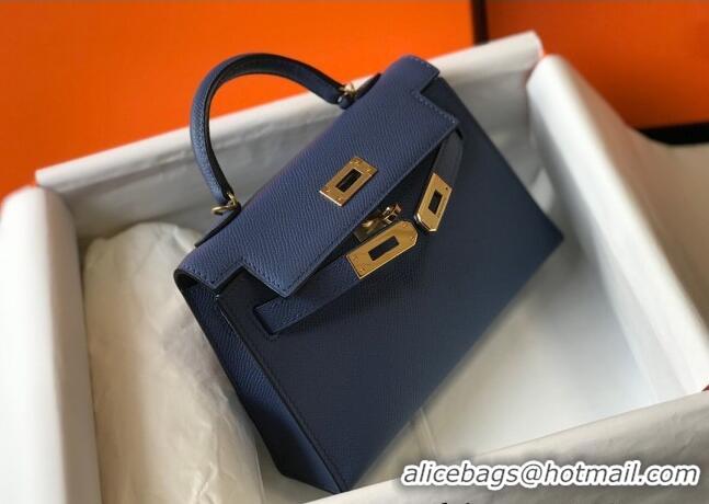 Buy Classic Hermes Mini Kelly II Bag 19cm in Epsom Leather 0118 Agate Blue 2025