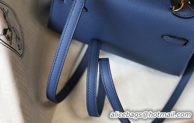 Buy Classic Hermes Mini Kelly II Bag 19cm in Epsom Leather 0118 Agate Blue 2025