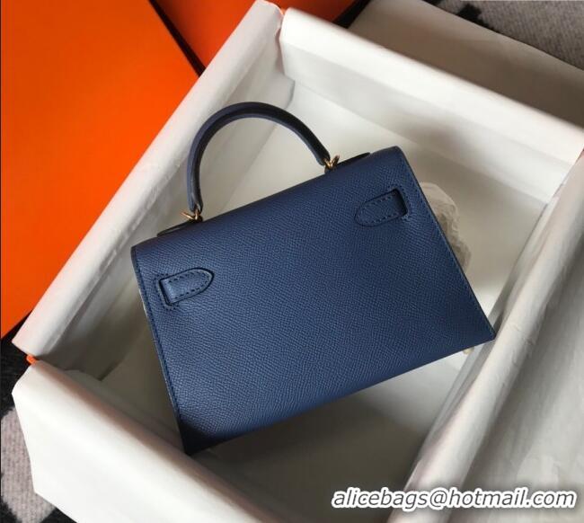 Buy Classic Hermes Mini Kelly II Bag 19cm in Epsom Leather 0118 Agate Blue 2025