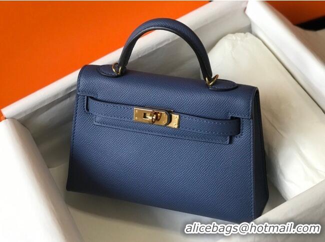 Buy Classic Hermes Mini Kelly II Bag 19cm in Epsom Leather 0118 Agate Blue 2025