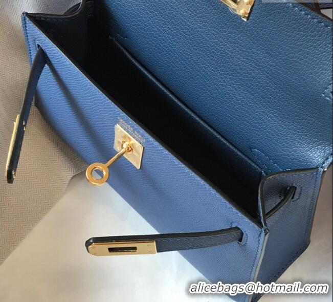 Buy Classic Hermes Mini Kelly II Bag 19cm in Epsom Leather 0118 Agate Blue 2025