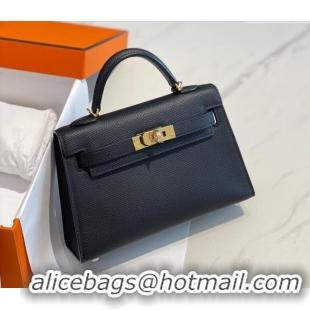 Best Product Hermes Mini Kelly II Bag 19cm in Epsom Leather 0118 Black/Gold 2025