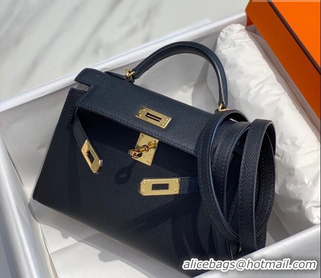 Best Product Hermes Mini Kelly II Bag 19cm in Epsom Leather 0118 Black/Gold 2025