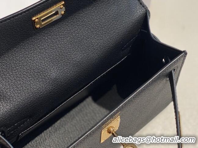 Best Product Hermes Mini Kelly II Bag 19cm in Epsom Leather 0118 Black/Gold 2025