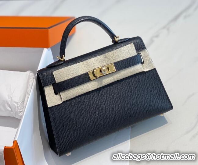 Best Product Hermes Mini Kelly II Bag 19cm in Epsom Leather 0118 Black/Gold 2025